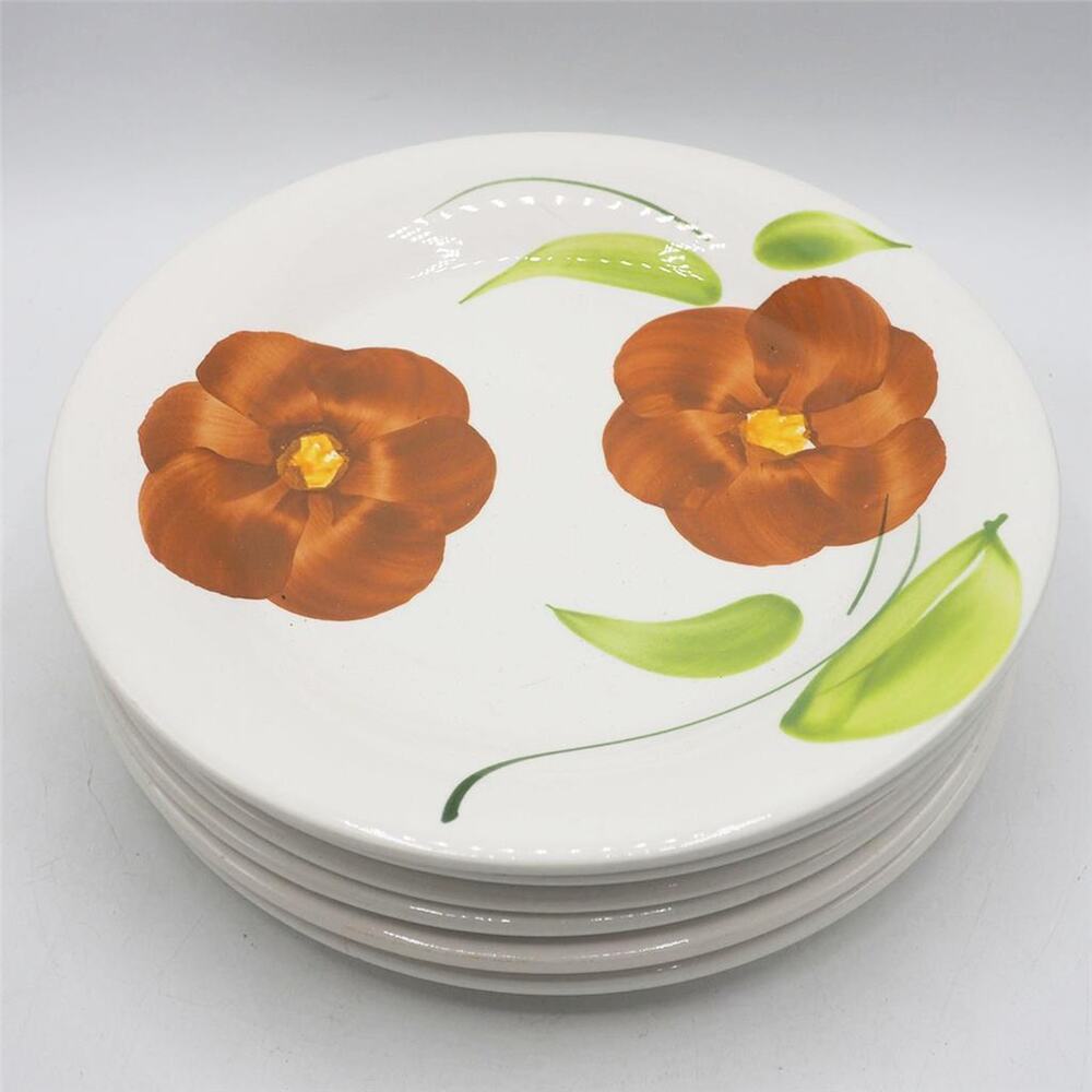 CE made in Italy Handpainted Floral 9" Dinner Plates Set / Lot of 6